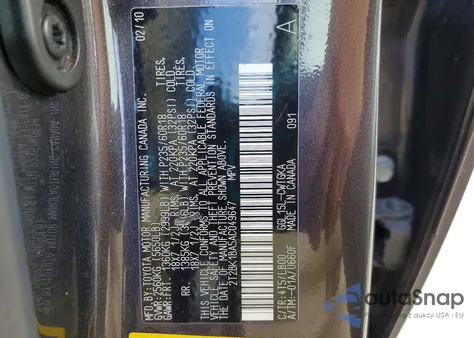 2010 Lexus Rx 350 z USA, uszkodzony, nr VIN 2T2BK1BA5AC049647